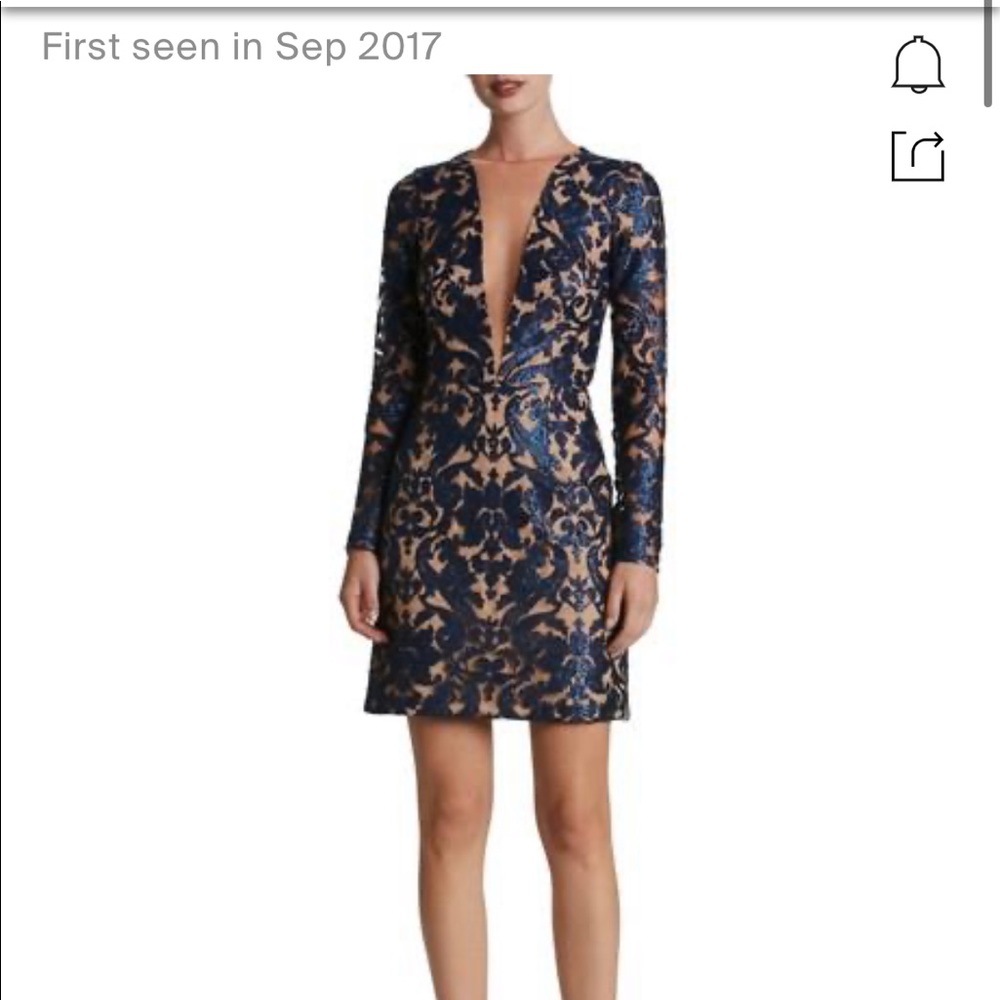 Dress the population, plunge illusion navy sequins